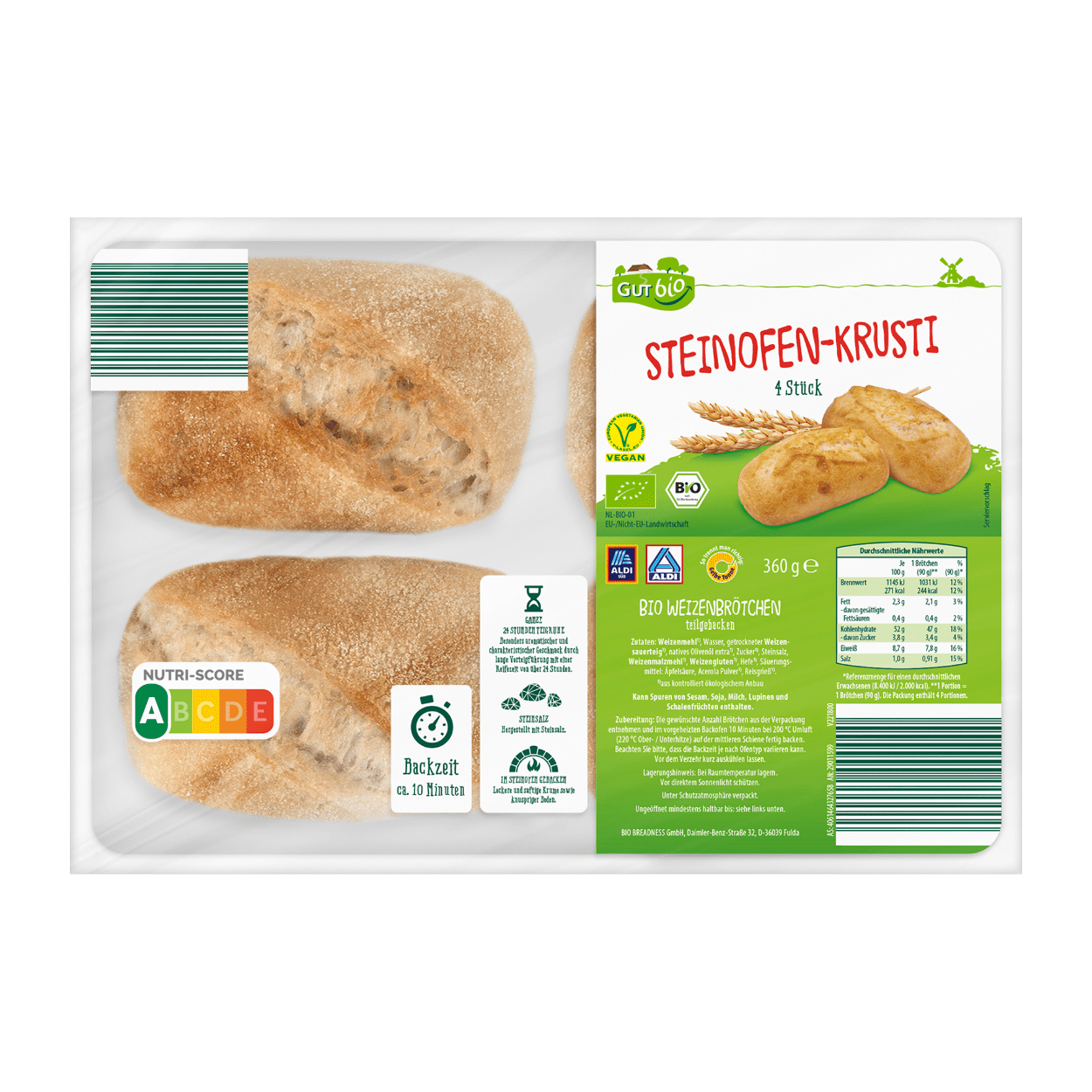 GUT BIO Bio-Brötchen Steinofen-Krusti