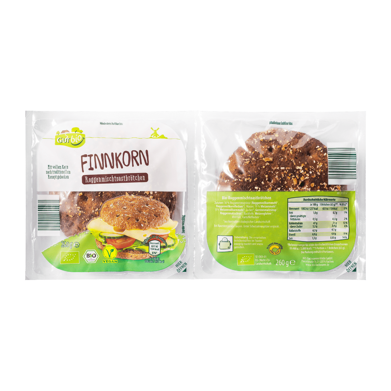 GUT BIO Bio-Finnkorn Toastbrötchen