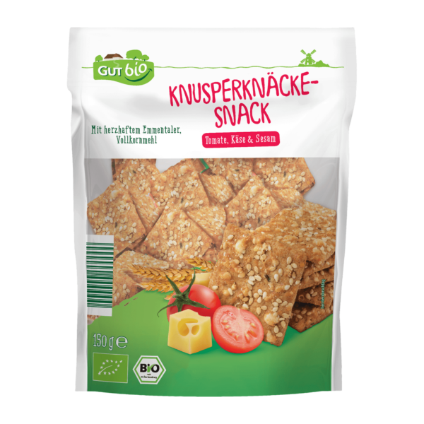 GUT BIO Bio Knusperknäcke Snack Tomate Käse Sesam 150g