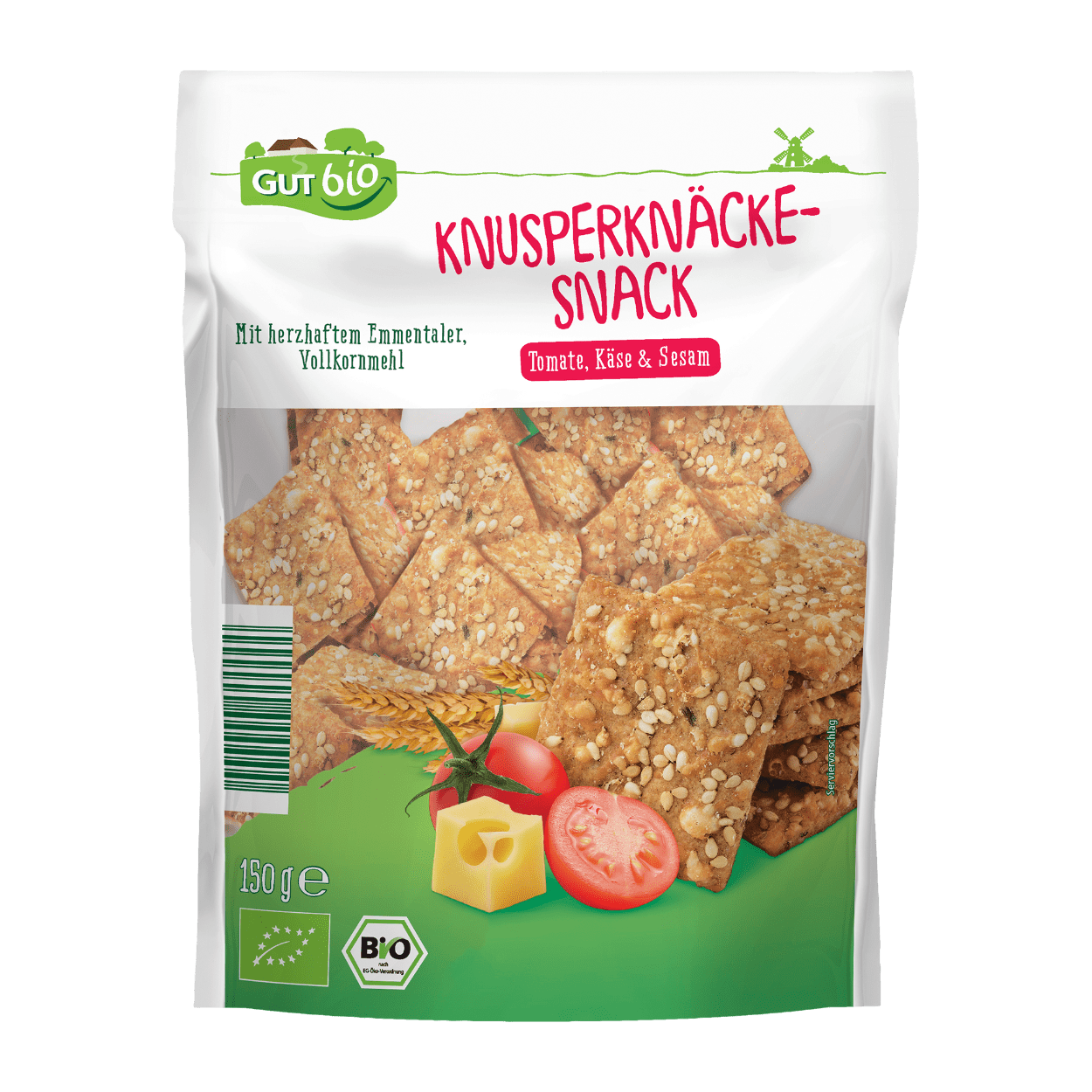 GUT BIO Bio-Knusperknäcke-Snack Tomate, Käse & Sesam