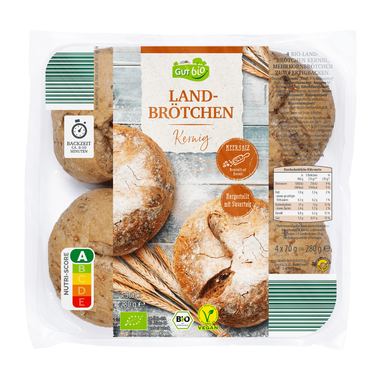 GUT BIO Bio-Landbrötchen Kernig