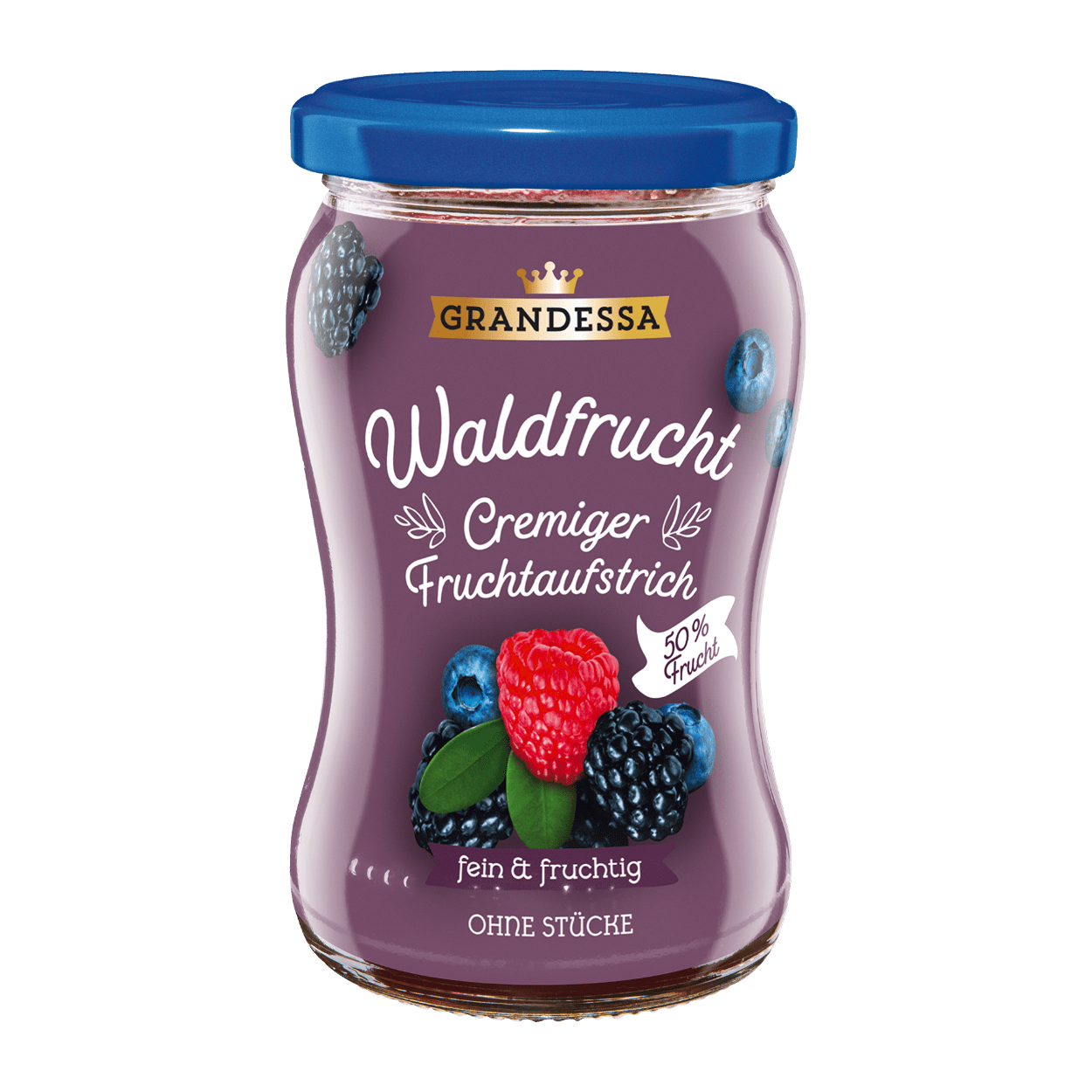 GRANDESSA Fruchtaufstrich Fein & Fruchtig  Cremiger Fruchtaufstrich; 50 % Fruchtgehalt Waldfrucht