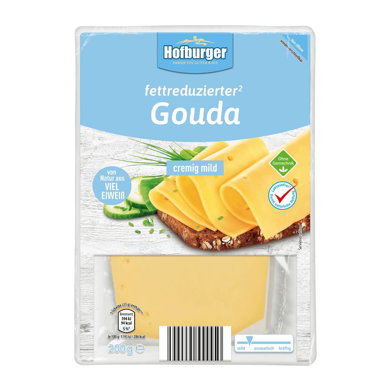 HOFBURGER Fettreduzierter Schnittkäse Gouda mild