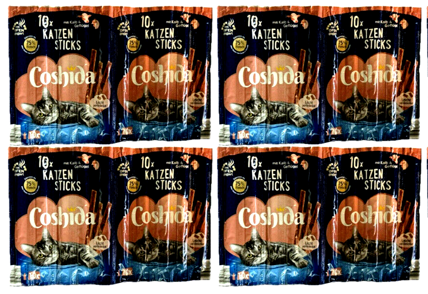 40x 5g Coshida Sticks Katzen Leckerlis Katzensticks GEFLÜGEL & LEBER 200g